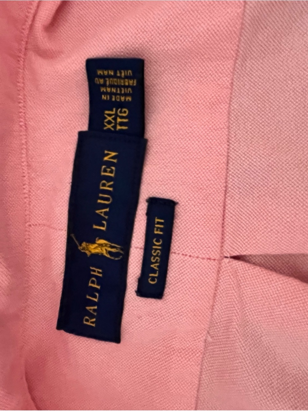 Upcycled Ralph Lauren Light Pink Button-Down Oxford Shirt with Ruffle Collar - Picture 7 of 7